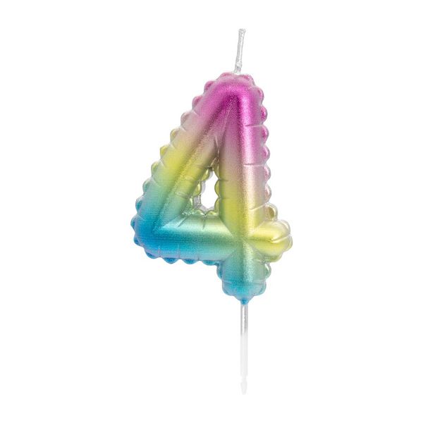 Produktbild: Idena Zahlenkerze 4 Regenbogen metallic