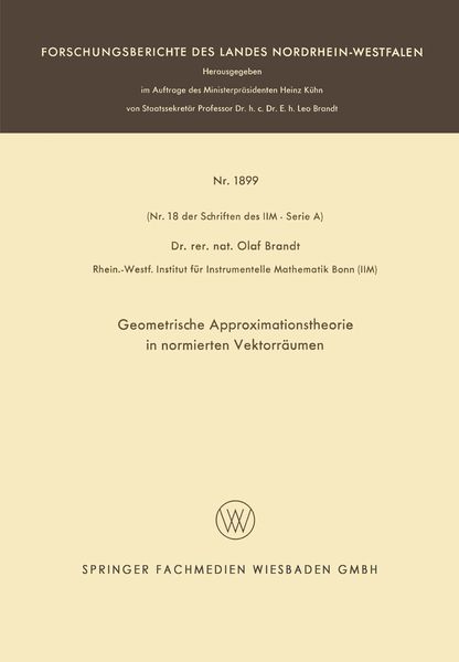 Produktbild: Geometrische Approximationstheorie in normierten Vektorr&auml;umen