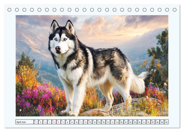 Produktbild: Siberian Husky. Kraftvolle Hunde voller Lebenslust und Energie (Tischkalender 2026 DIN A5 quer), CALVENDO Monatskalender