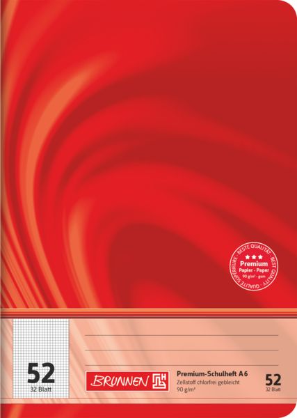 Produktbild: Brunnen Schulheft Premium Vivendi | A6, Lineatur 52, 32 Blatt, rot