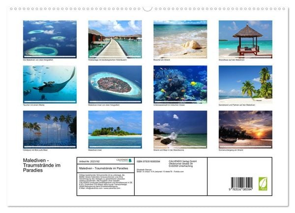 Produktbild: Malediven - Traumstr&auml;nde im Paradies (hochwertiger Premium Wandkalender 2026 DIN A2 quer), Kunstdruck in Hochglanz