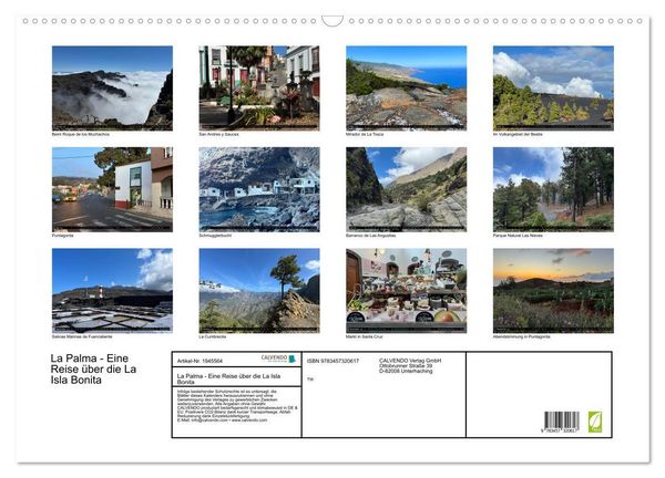 Produktbild: La Palma - Eine Reise &uuml;ber die La Isla Bonita (Wandkalender 2026 DIN A2 quer), CALVENDO Monatskalender