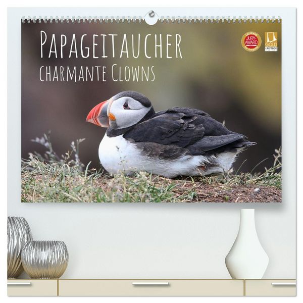 Produktbild: Papageitaucher - charmante Clowns (hochwertiger Premium Wandkalender 2027 DIN A2 quer), Kunstdruck in Hochglanz