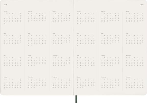 Produktbild: Moleskine 15 Monate Essential Wochenkalender 2026/2027, 1 Wo = 2 Seiten, vertikal, XXL, weicher Einband, Myrtengr&uuml;n