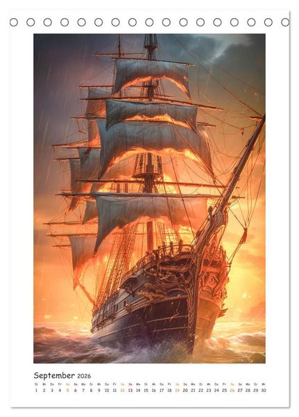 Produktbild: Piratenschiffe (Tischkalender 2026 DIN A5 hoch), CALVENDO Monatskalender