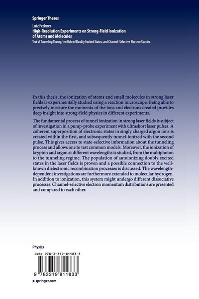 Produktbild: High-Resolution Experiments on Strong-Field Ionization of Atoms and Molecules