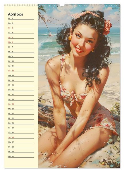 Produktbild: Pin-up-Girls. Sexappeal am Strand (Wandkalender 2026 DIN A2 hoch), CALVENDO Monatskalender