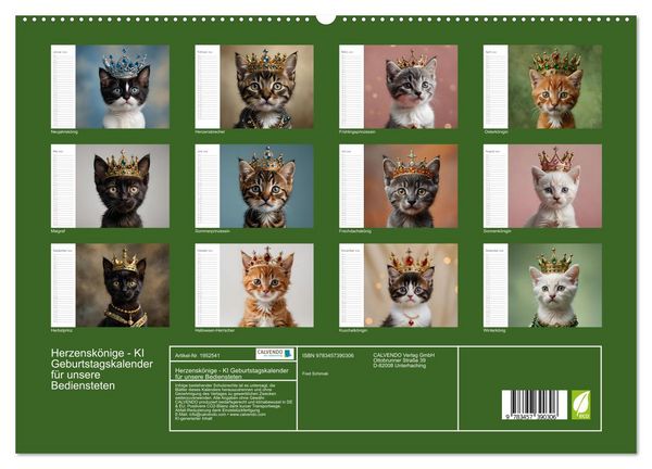 Produktbild: Herzensk&ouml;nige - KI Geburtstagskalender f&uuml;r unsere Bediensteten (hochwertiger Premium Wandkalender 2026 DIN A2 quer), Kunstdruck in Hochglanz