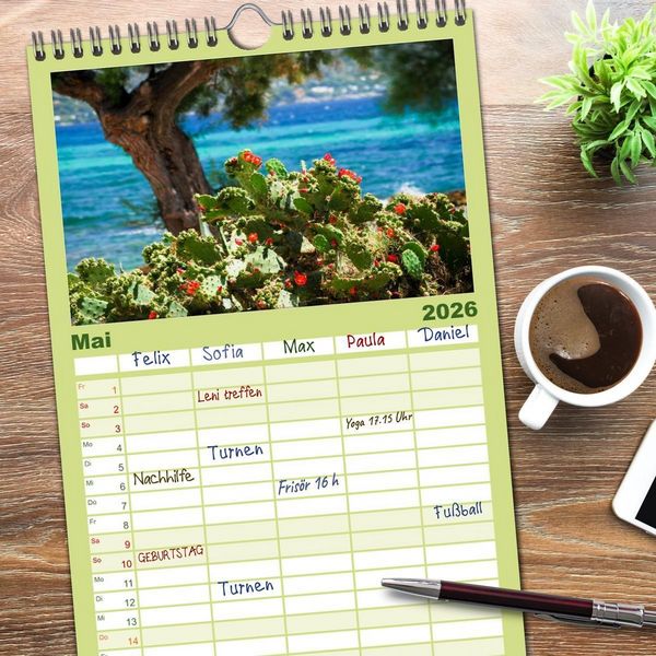 Produktbild: Familienplaner 2026 - MALLORCA zum VERLIEBEN mit 5 Spalten (Wandkalender, 21 x 45 cm) CALVENDO