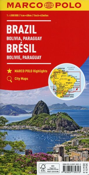 MARCO POLO Kontinentalkarte Brasilien, Bolivien, Paraguay, Uruguay 1:4 Mio.