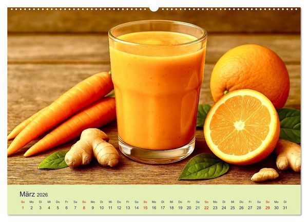 Produktbild: Gesunde Smoothies (Wandkalender 2026 DIN A2 quer), CALVENDO Monatskalender