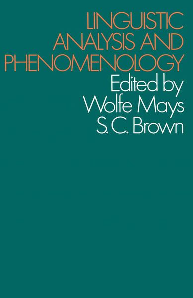 Produktbild: Linguistic Analysis and Phenomenology