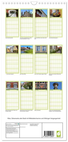 Produktbild: Familienplaner 2026 - Ribe, D&auml;nemarks alte Stadt mit Mittelaltercharme und Wikinger-Vergangenheit mit 5 Spalten (Wandkalender, 21 x 45 cm) CALVENDO