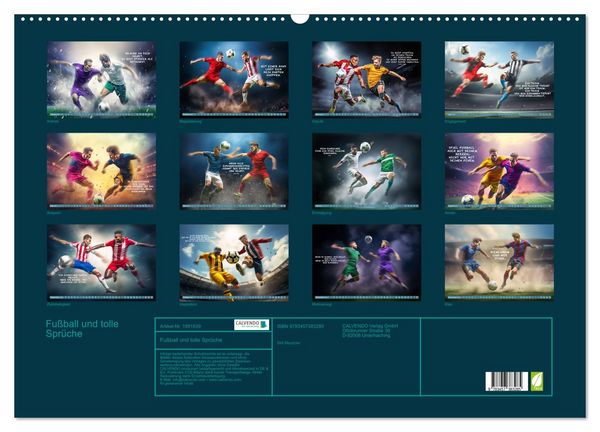 Produktbild: Fu&szlig;ball und tolle Spr&uuml;che (Wandkalender 2026 DIN A2 quer), CALVENDO Monatskalender