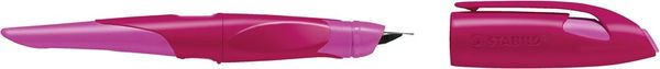 Ergonomischer Schulfüller für Linkshänder mit Anfänger-Feder A - STABILO EASYbirdy in beere/pink - Einzelstift - inklusi