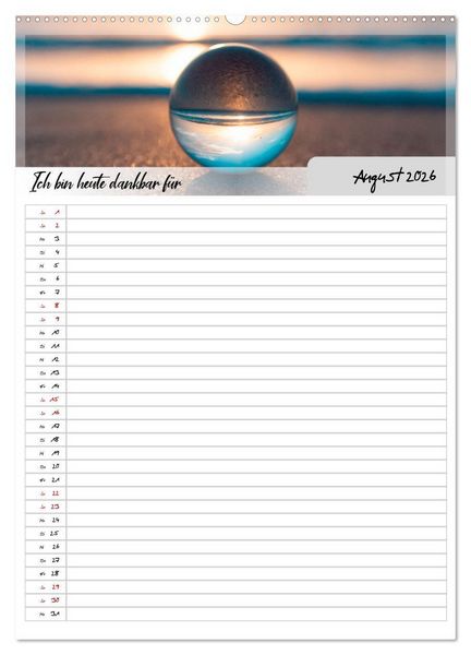 Produktbild: Ich bin dankbar - ein Jahr voller Yoga und Achtsamkeit - Yoga Kalender (hochwertiger Premium Wandkalender 2026 DIN A2 hoch), Kunstdruck in Hochglanz