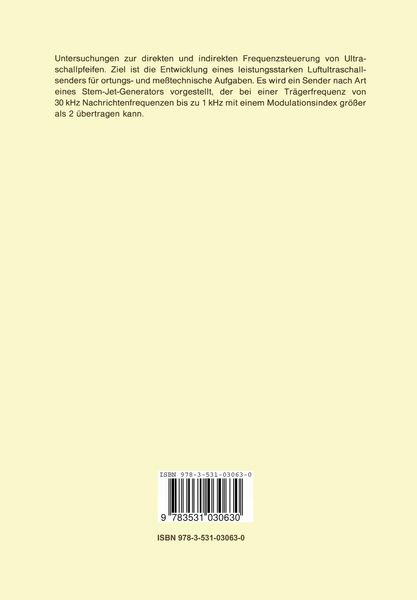 Produktbild: Untersuchungen &uuml;ber die M&ouml;glichkeit, die Frequenz von Ultraschallpfeifen elektronisch zu steuern