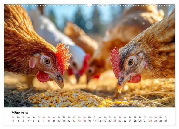 Produktbild: H&uuml;hner - gefiedert durchs Jahr (Wandkalender 2026 DIN A2 quer), CALVENDO Monatskalender
