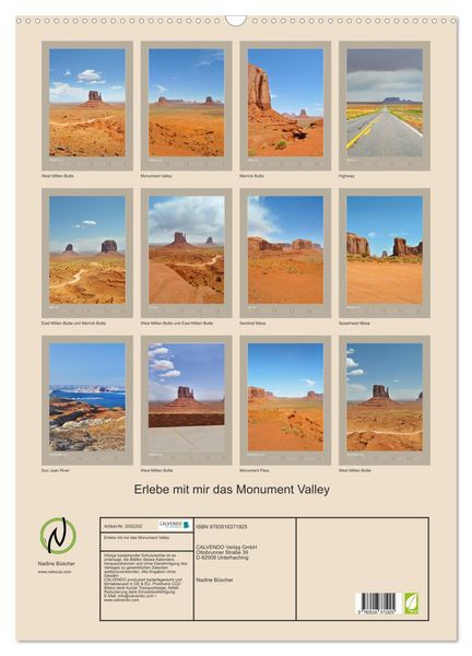 Produktbild: Erlebe mit mir das Monument Valley (Wandkalender 2026 DIN A2 hoch), CALVENDO Monatskalender
