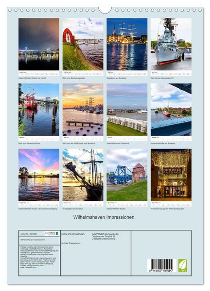 Produktbild: Wilhelmshaven Impressionen (Wandkalender 2026 DIN A3 hoch), CALVENDO Monatskalender