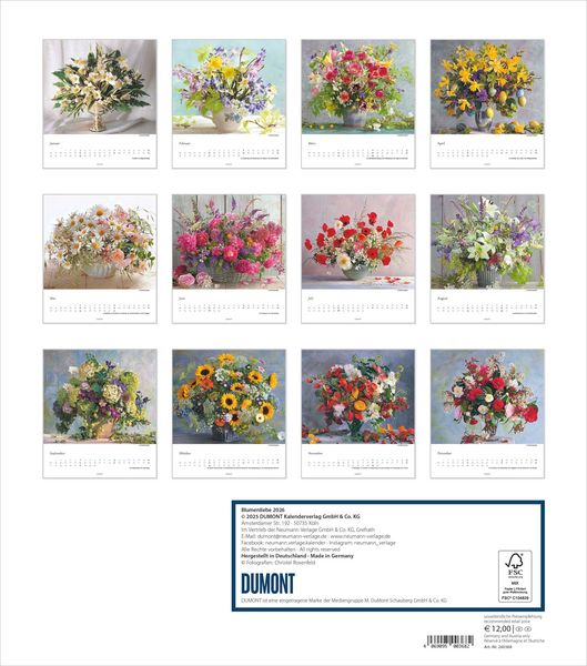 Blumenliebe 2026 - Foto-Kalender - Wand-Kalender - 30x34 - Blumen-Liebe