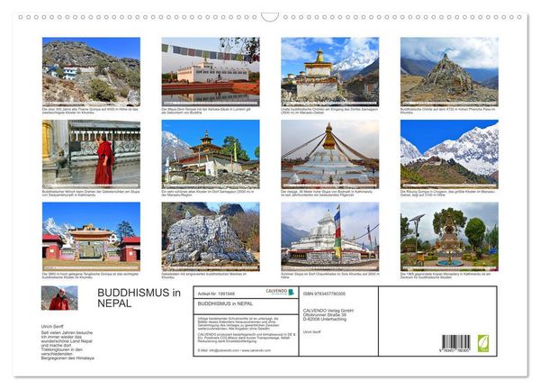 Produktbild: BUDDHISMUS in NEPAL (Wandkalender 2026 DIN A2 quer), CALVENDO Monatskalender