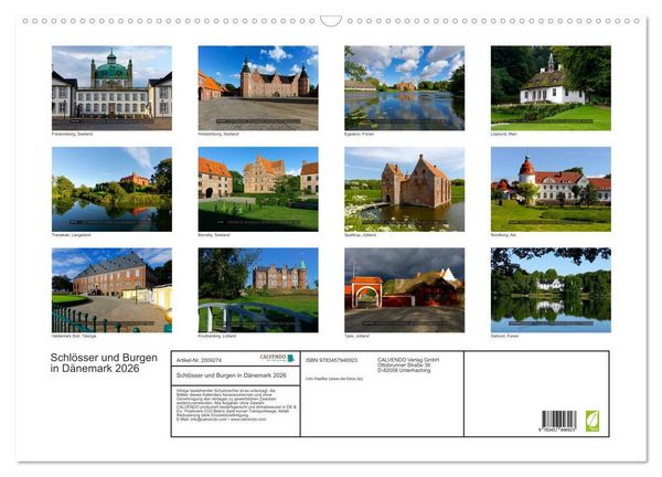 Produktbild: Schl&ouml;sser und Burgen in D&auml;nemark 2026 (Wandkalender 2026 DIN A2 quer), CALVENDO Monatskalender
