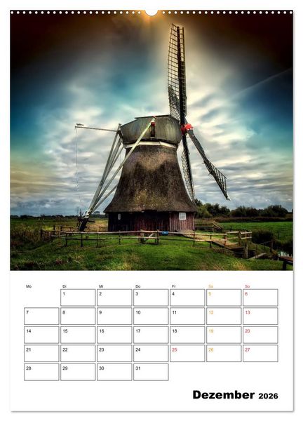 Produktbild: Historische Windm&uuml;hlen an der Friesischen M&uuml;hlenstra&szlig;e / CH-Version / Planer (hochwertiger Premium Wandkalender 2026 DIN A2 hoch), Kunstdruck in Hochglanz