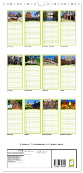 Produktbild: Familienplaner 2027 - Hofgeismar - Dornr&ouml;schenstadt und Fachwerkh&auml;user mit 5 Spalten (Wandkalender, 21 x 45 cm) CALVENDO
