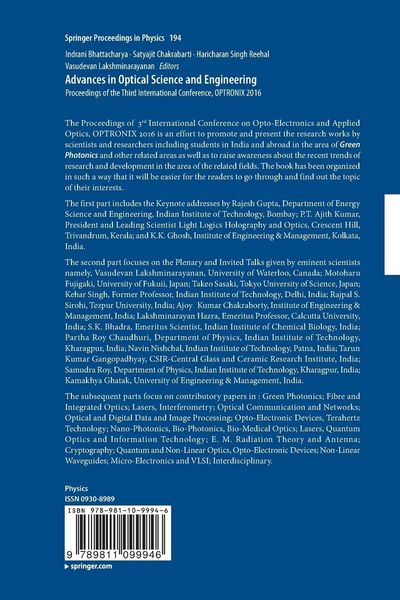 Produktbild: Advances in Optical Science and Engineering