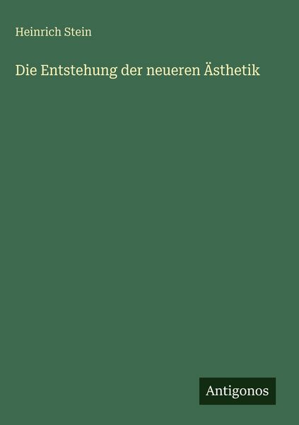 Produktbild: Die Entstehung der neueren &Auml;sthetik