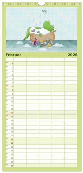 Produktbild: Familienplaner 2026 - Der kleine Drache mit 5 Spalten (Wandkalender, 21 x 45 cm) CALVENDO