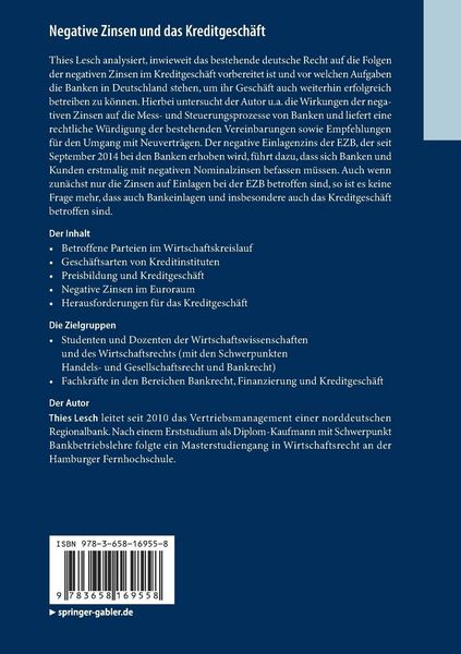 Negative Zinsen und das Kreditgeschäft