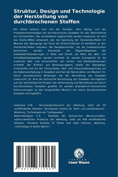 Produktbild: Struktur, Design und Technologie der Herstellung von durchbrochenen Stoffen