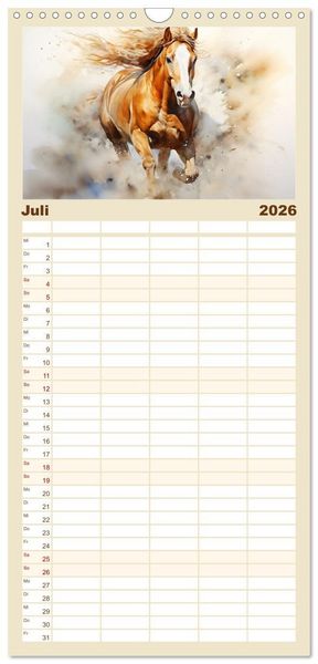 Produktbild: Familienplaner 2026 - Kraftpakete in Aquarell mit 5 Spalten (Wandkalender, 21 x 45 cm) CALVENDO