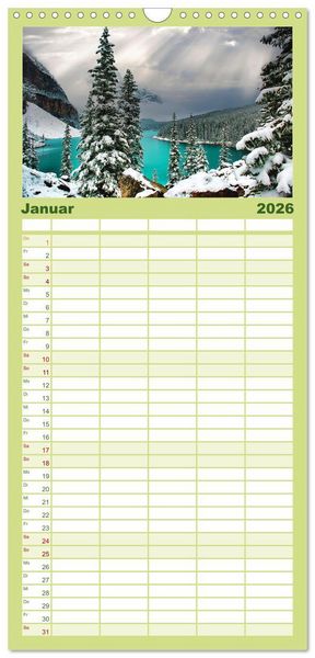Produktbild: Familienplaner 2026 - Moraine Lake, Alberta/ Kanada mit 5 Spalten (Wandkalender, 21 x 45 cm) CALVENDO