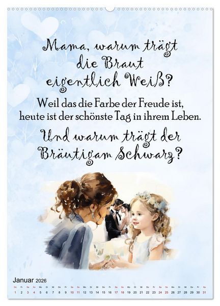 Produktbild: Hochzeitsspr&uuml;che (hochwertiger Premium Wandkalender 2026 DIN A2 hoch), Kunstdruck in Hochglanz