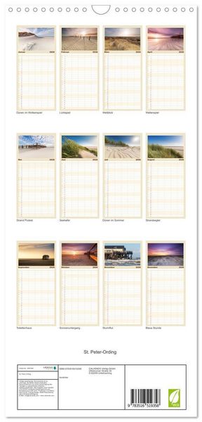 Produktbild: Familienplaner 2026 - St. Peter-Ording mit 5 Spalten (Wandkalender, 21 x 45 cm) CALVENDO