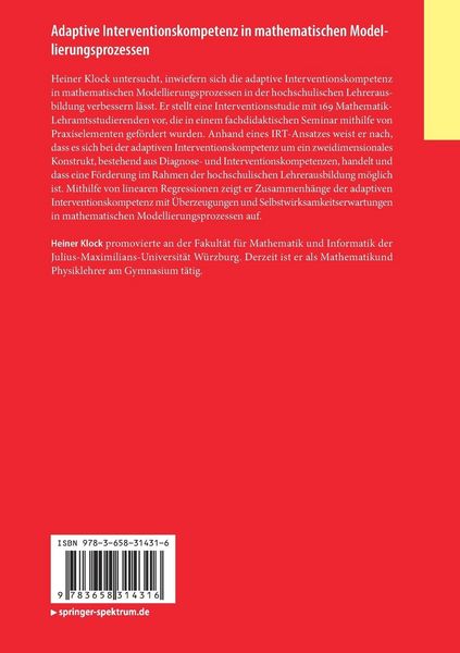 Produktbild: Adaptive Interventionskompetenz in mathematischen Modellierungsprozessen