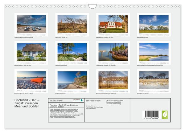 Produktbild: Fischland - Dar&szlig; - Zingst: Zwischen Meer und Bodden (Wandkalender 2026 DIN A3 quer), CALVENDO Monatskalender