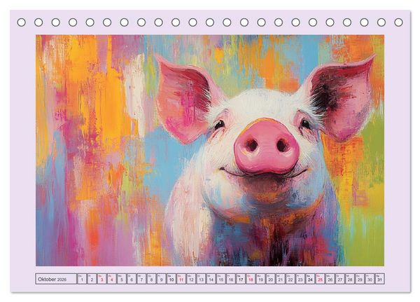 Produktbild: Tiere auf dem Bauernhof. Farbenfrohe Tierportraits im Stil der &Ouml;lmalerei (Tischkalender 2026 DIN A5 quer), CALVENDO Monatskalender