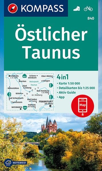 KOMPASS Wanderkarte 840 Östlicher Taunus 1:50.000, Sonstige von , Kompass-Karten, 978-3-99121-236-2
