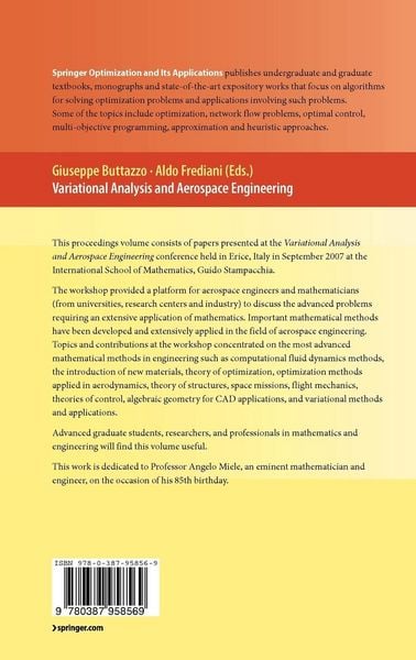 Produktbild: Variational Analysis and Aerospace Engineering