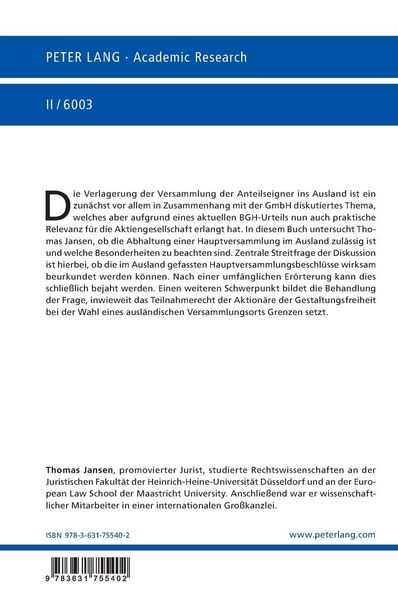 Produktbild: Die Hauptversammlung im Ausland