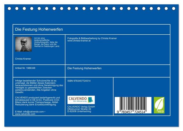 Produktbild: Die Festung Hohenwerfen (Tischkalender 2026 DIN A5 quer), CALVENDO Monatskalender