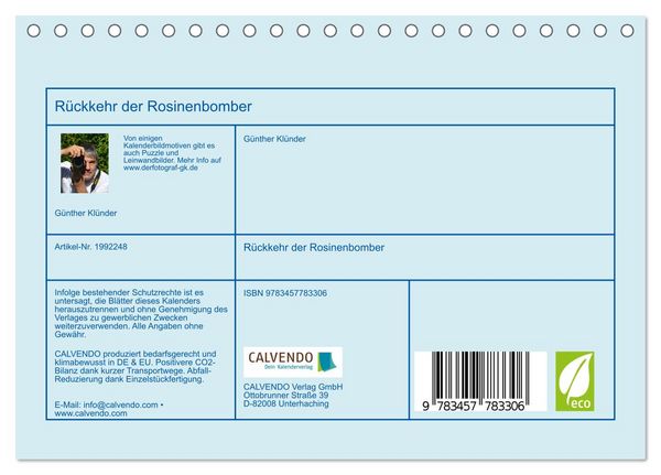 Produktbild: R&uuml;ckkehr der Rosinenbomber (Tischkalender 2026 DIN A5 quer), CALVENDO Monatskalender