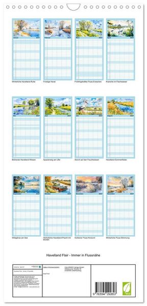 Produktbild: Familienplaner 2027 - Havelland Flair - Immer in Flussn&auml;he mit 5 Spalten (Wandkalender, 21 x 45 cm) CALVENDO