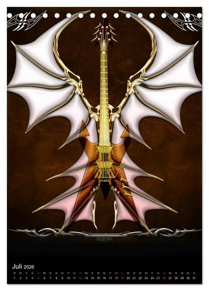 Produktbild: Heroische Gitarren (Tischkalender 2026 DIN A5 hoch), CALVENDO Monatskalender