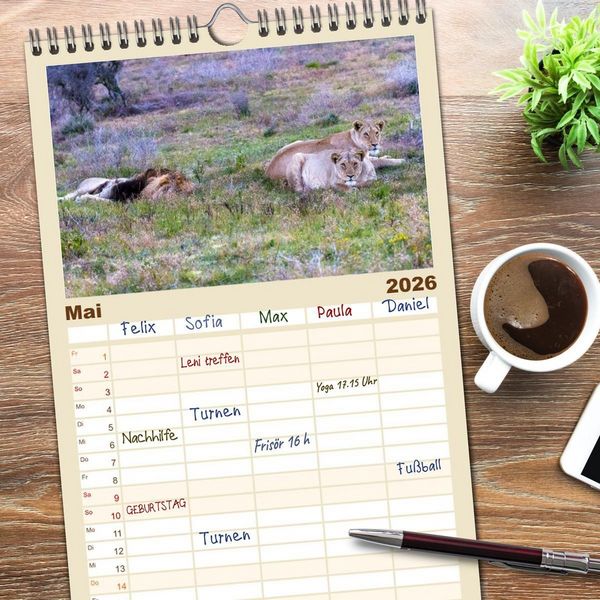 Produktbild: Familienplaner 2026 - S&uuml;dafrika - Garden Route mit 5 Spalten (Wandkalender, 21 x 45 cm) CALVENDO