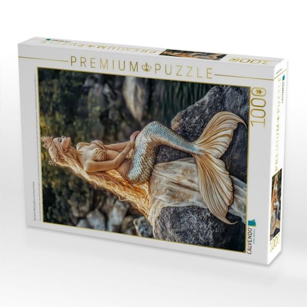 Produktbild: CALVENDO Puzzle Die kleine Meerjungfrau auf einem Felsen | 1000 Teile Lege-Gr&ouml;&szlig;e 64x48cm Foto-Puzzle f&uuml;r gl&uuml;ckliche Stunden